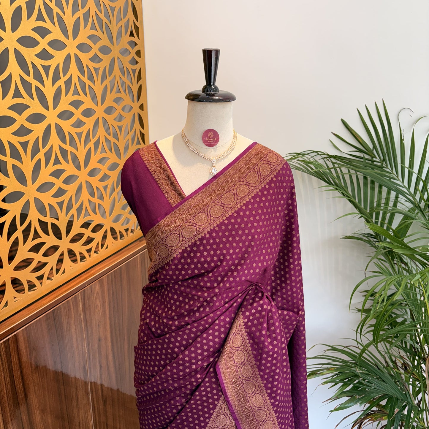 Purple Crepe Georgette Semi Banarasi Saree