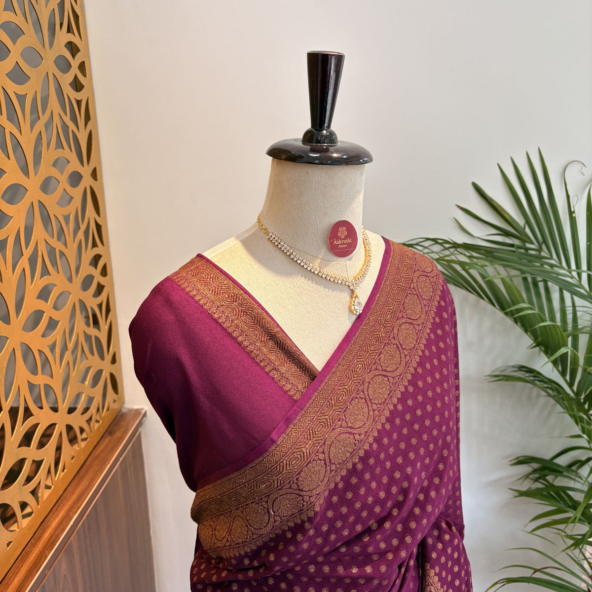 Purple Crepe Georgette Semi Banarasi Saree