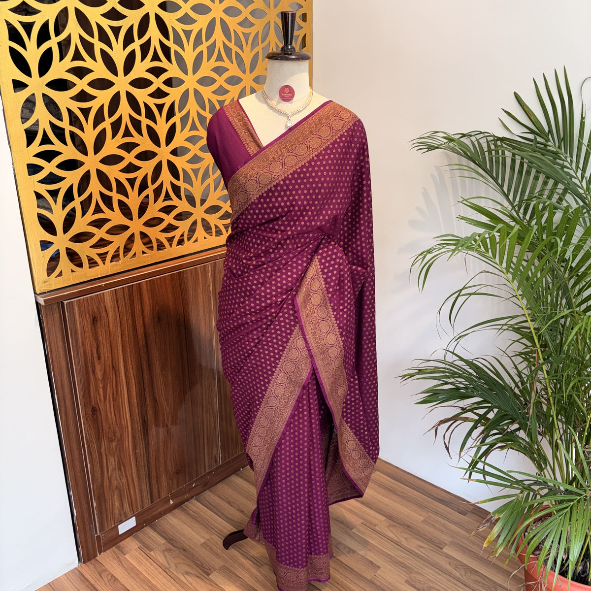 Purple Crepe Georgette Semi Banarasi Saree