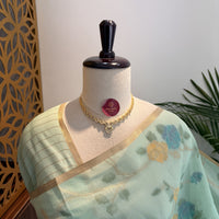 Sea Green Woven Cotton Saree – woven (zari) work			