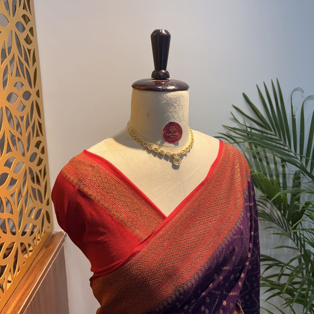 Purple Crepe Georgette Semi Banarasi Saree