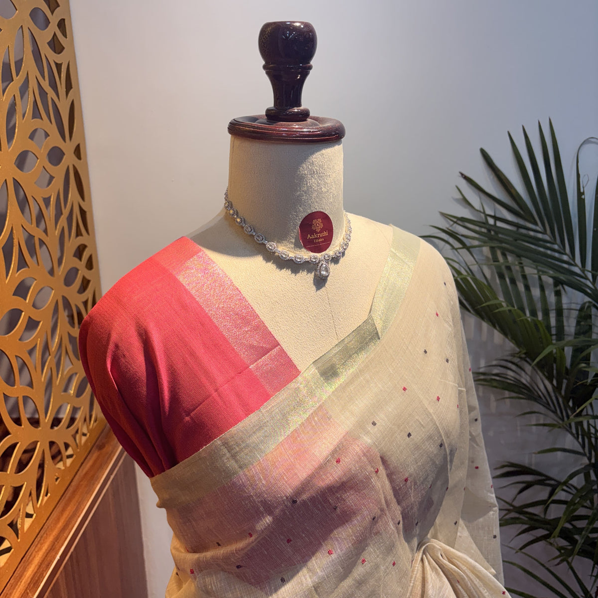 White Woven Cotton Saree – embroidered work			