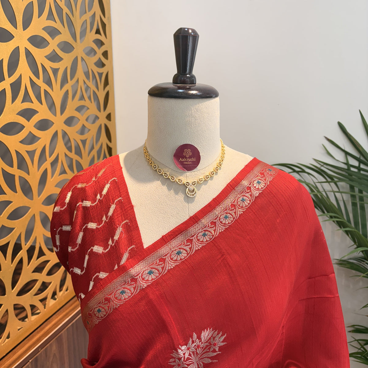 Rust Orange Semi Raw Silk Banarasi Saree – woven (zari) work