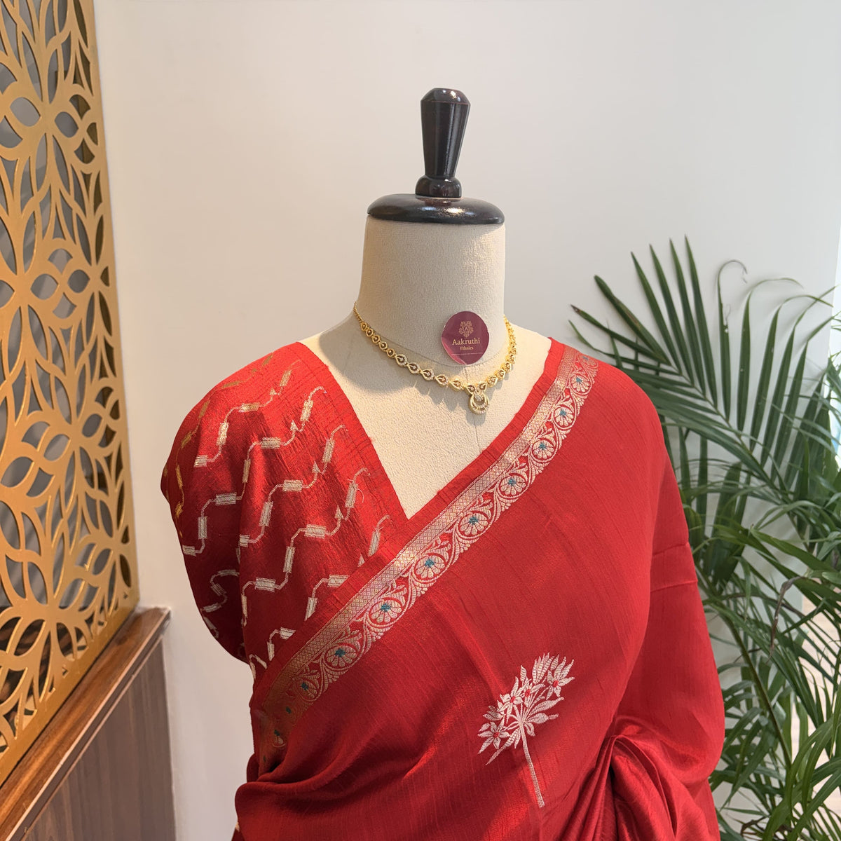 Rust Orange Semi Raw Silk Banarasi Saree – woven (zari) work