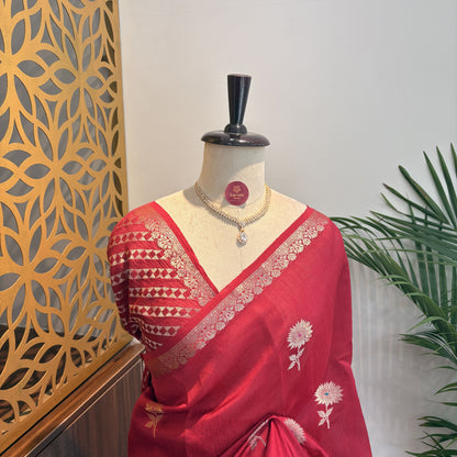 Pink Semi Raw Silk Banarasi Saree – woven (zari) work			