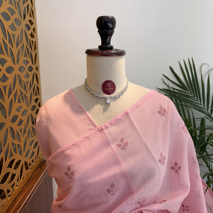 Pink Woven Cotton Saree – embroidered work			