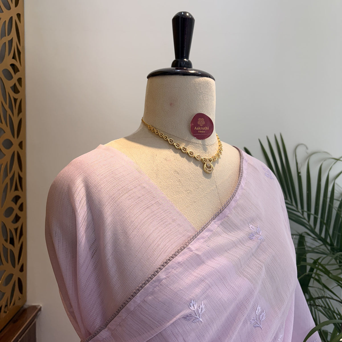 Lavender Woven Cotton Saree – embroidered work			