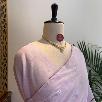 Lavender Woven Cotton Saree – embroidered work			