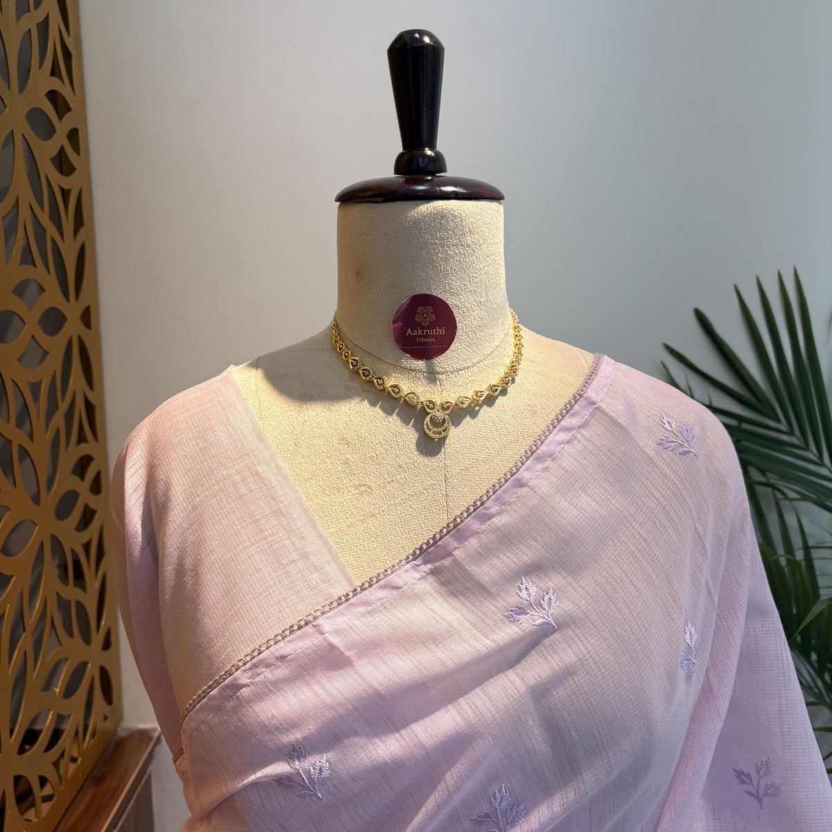 Lavender Woven Cotton Saree – embroidered work			