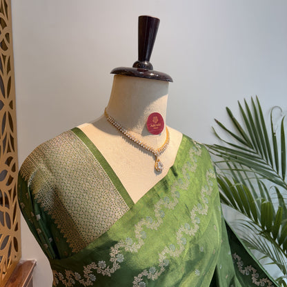 Green Semi Raw Mango Banarasi Saree