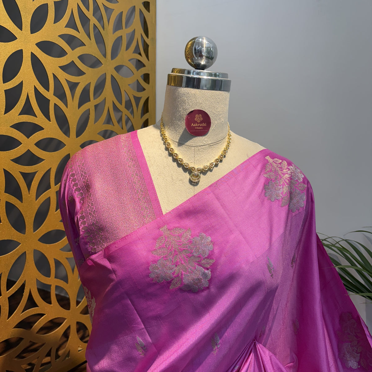 Pink Semi Raw Mango Banarasi Saree