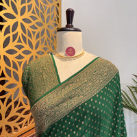 Green Banarasi Pure Crepe Saree – woven (zari) work			