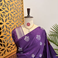 Purple Semi Raw Mango Banarasi Saree – woven (zari) work			