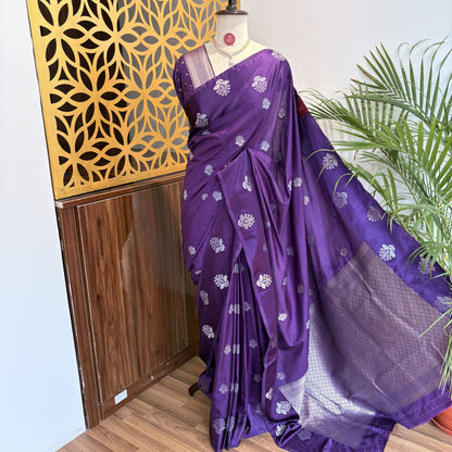 Purple Semi Raw Mango Banarasi Saree – woven (zari) work			