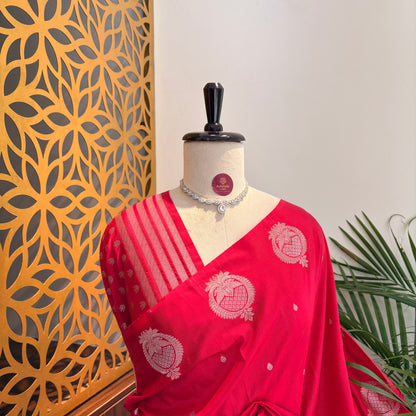 Pink Semi Raw Mango Banarasi Saree – woven (zari) work