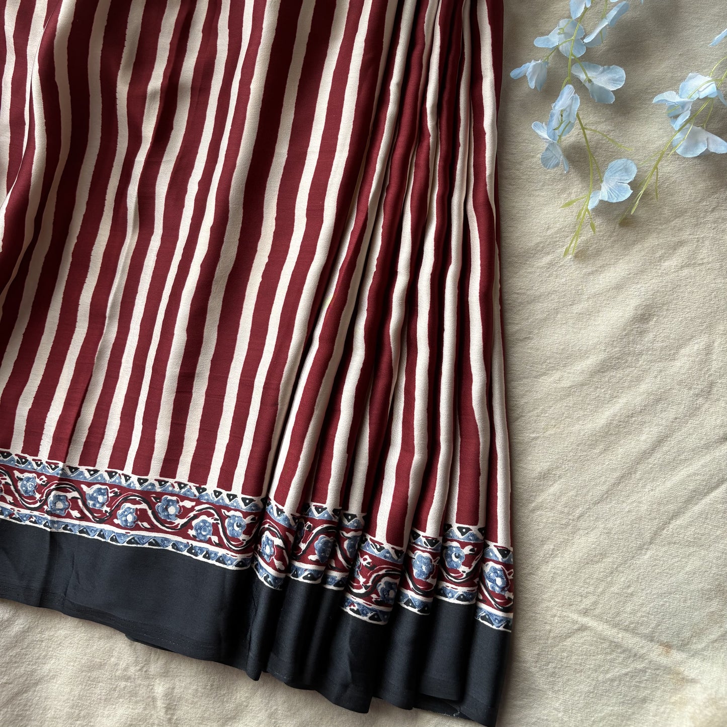 Striped Satin Crepe Saree