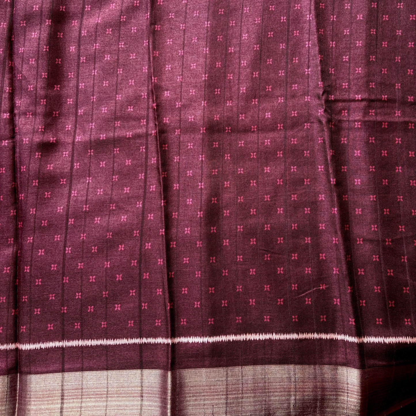 Burgandy Semi Tussar Printed Saree