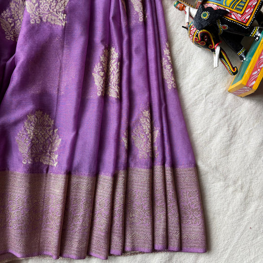 Lavender Semi Khaddi Chiffon Banarasi Saree