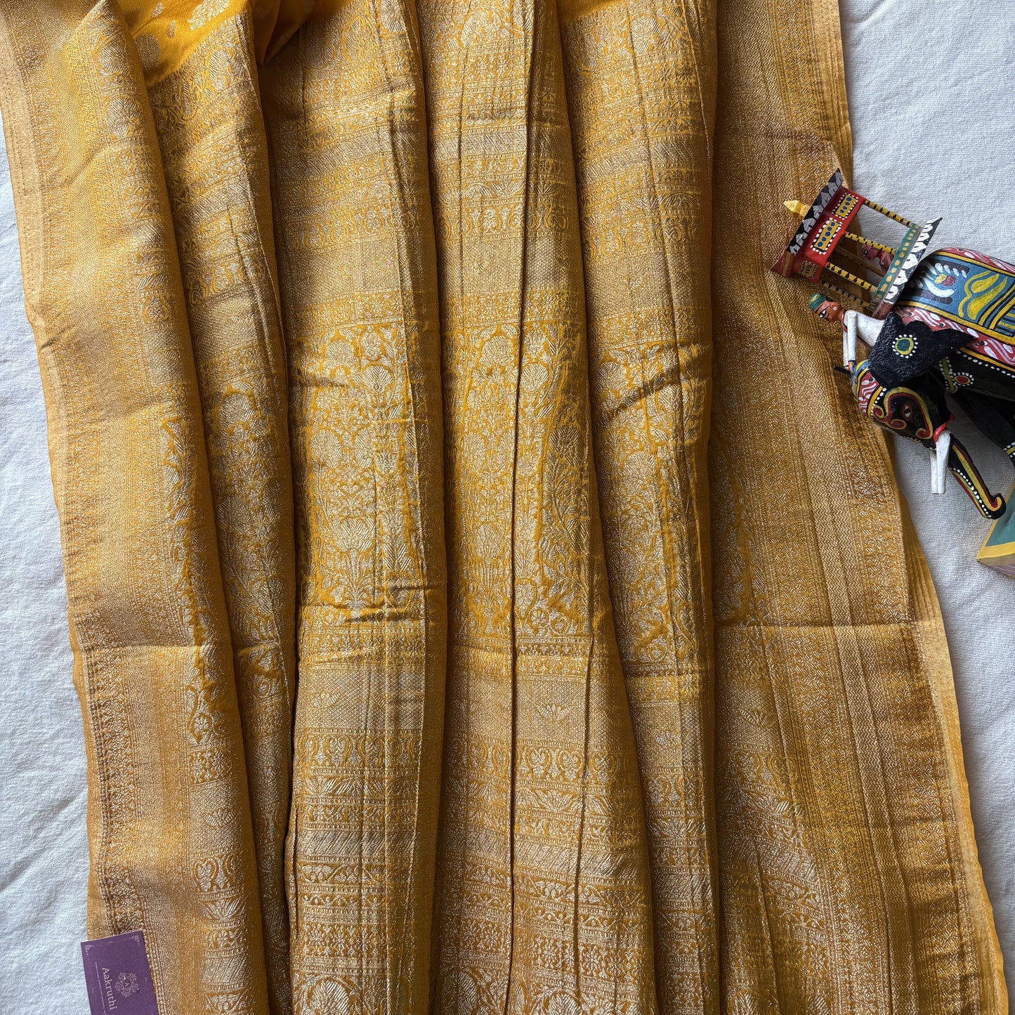 Yellow Semi Khaddi Georgette Saree