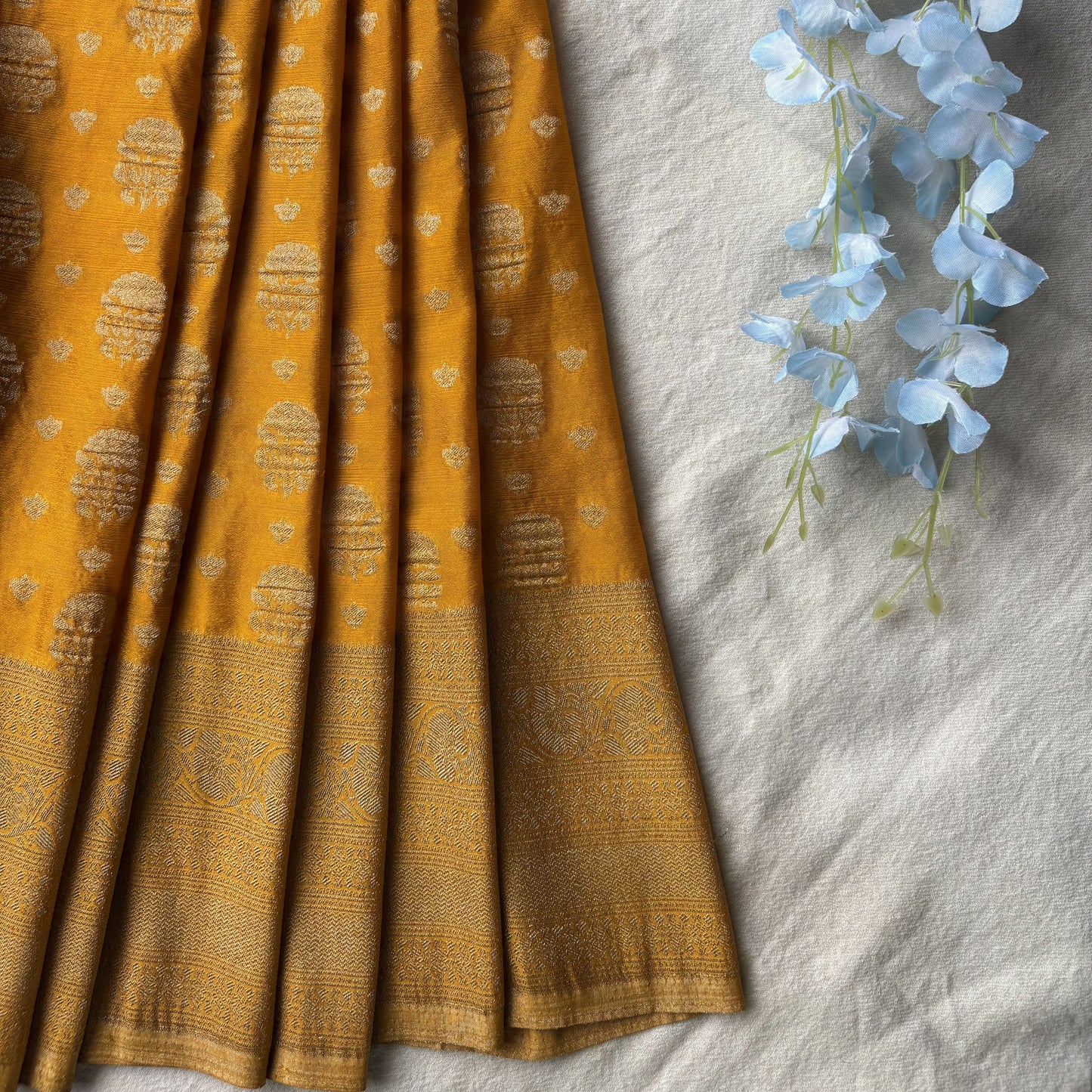 Yellow Semi Khaddi Georgette Saree