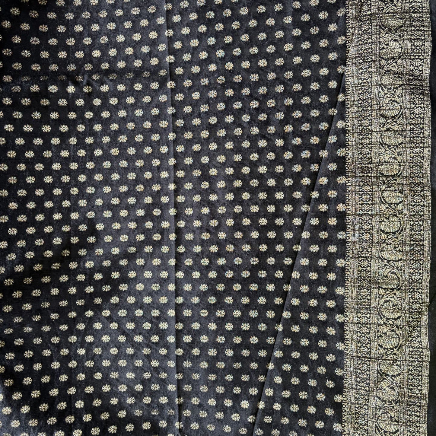 Black Semi Khaddi Georgette Saree