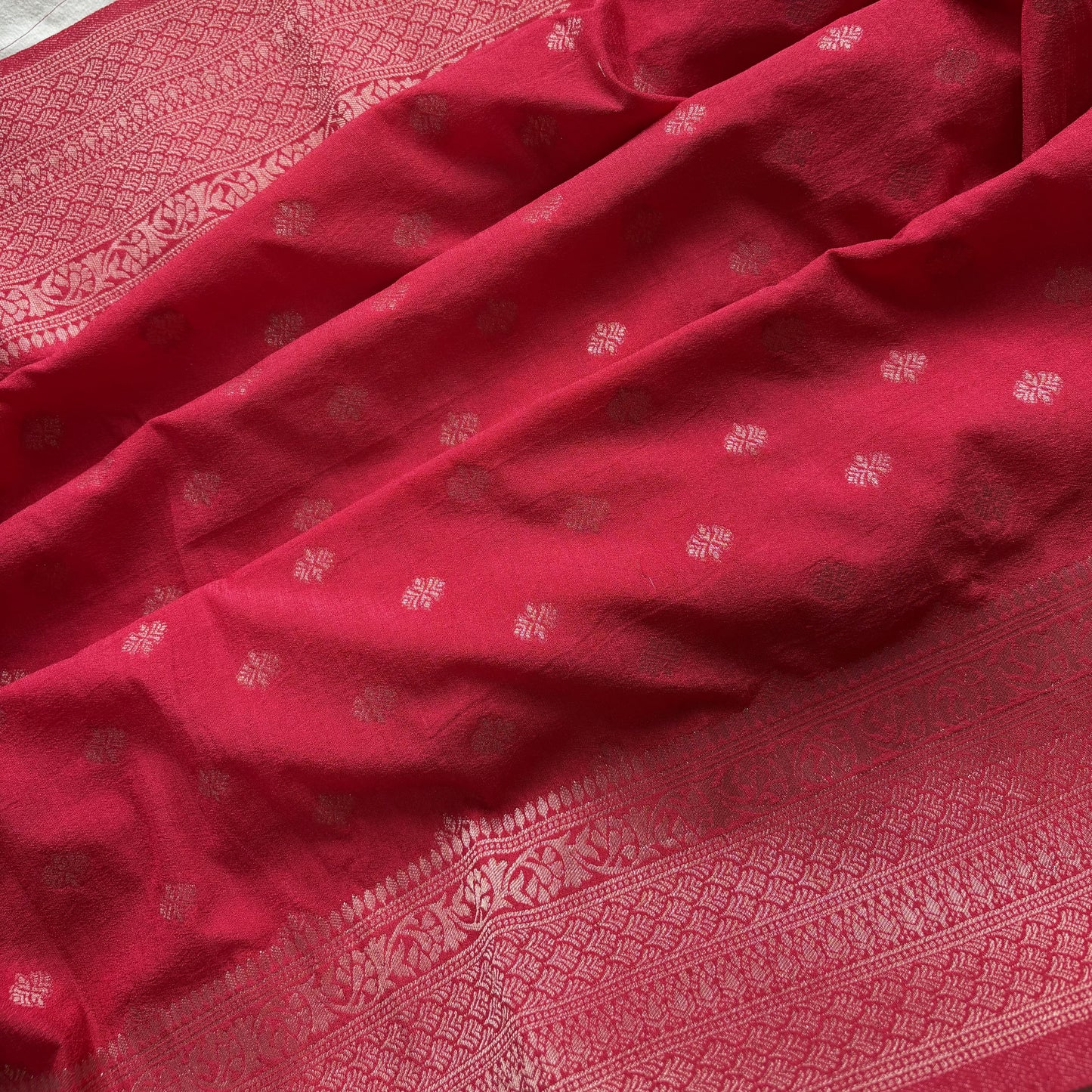 Dark Pink Banarasi Semi Matka Silk Saree