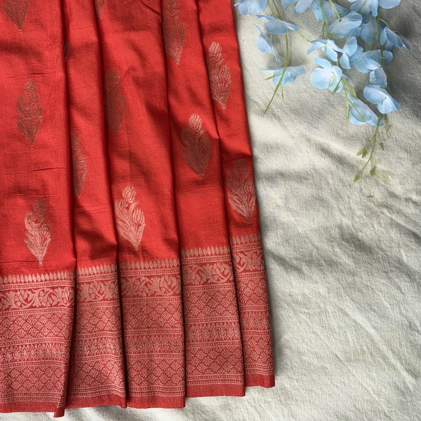 Orange Banarasi Semi Matka Silk Saree