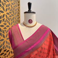 Orange Georgette Semi Banarasi Saree – woven (zari) work