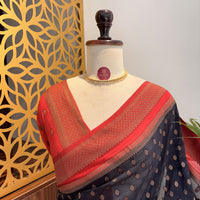 Black Georgette Semi Banarasi Saree – woven (zari) work