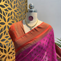 Pink Georgette Semi Banarasi Saree – woven (zari) work