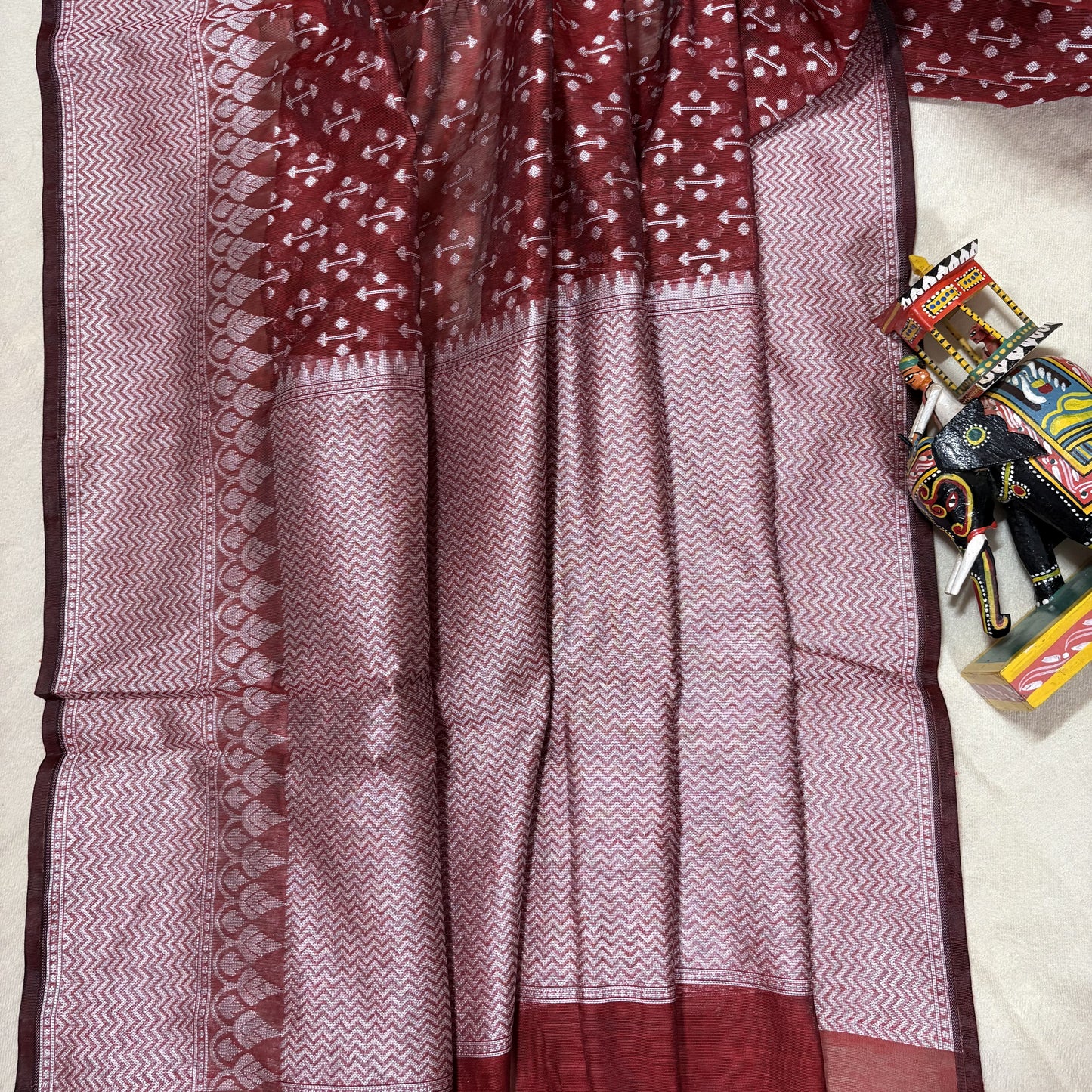 Brown Woven Cotton Saree