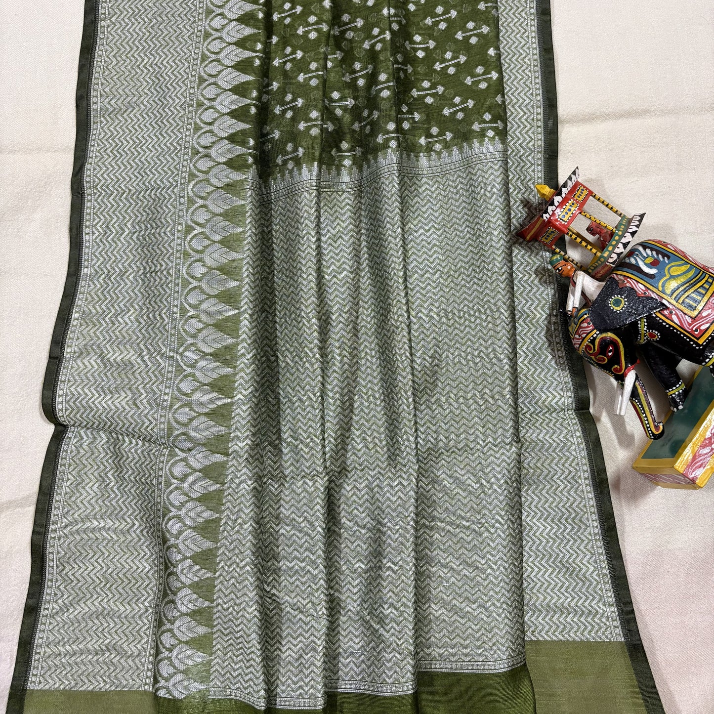 Green Woven Cotton Saree