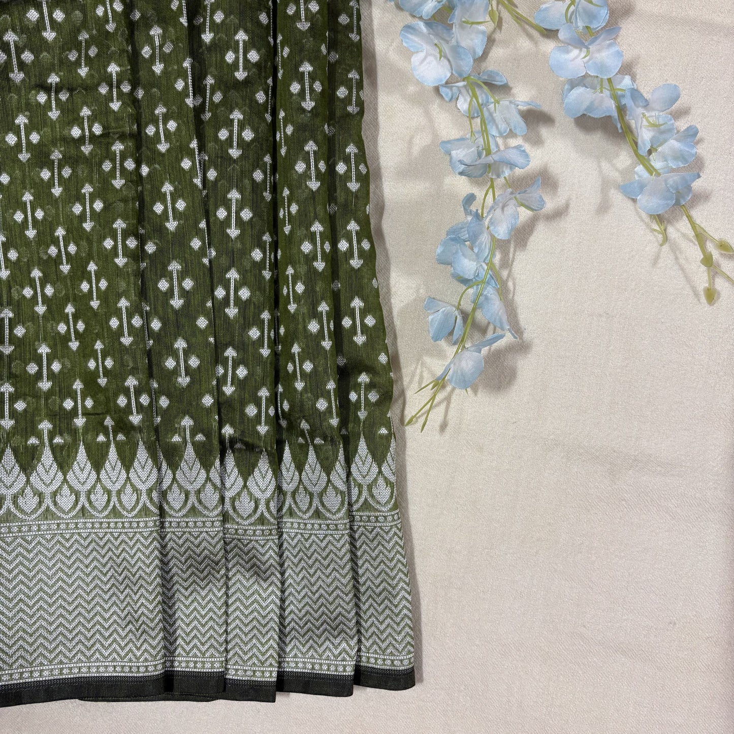 Green Woven Cotton Saree