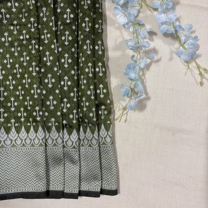 Green Woven Cotton Saree