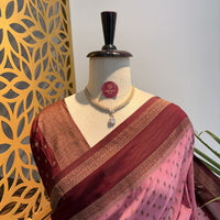 Mauve Georgette Semi Banarasi Saree – woven (zari) work
