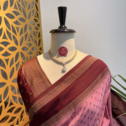 Mauve Georgette Semi Banarasi Saree – woven (zari) work