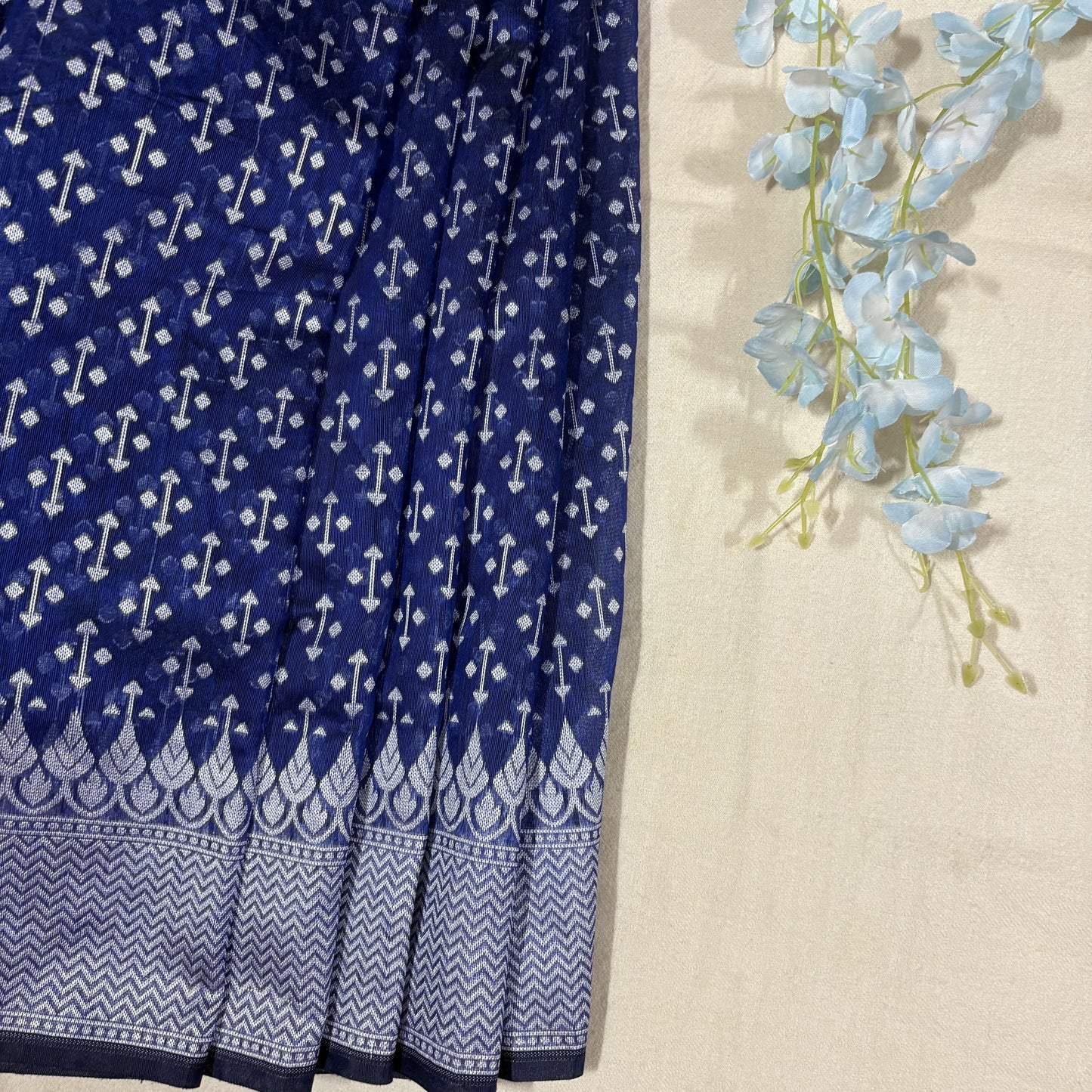 Blue Woven Cotton Saree
