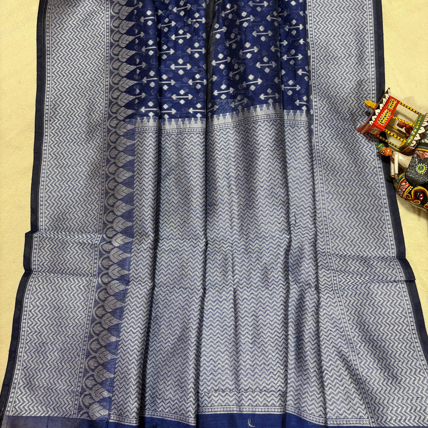 Blue Woven Cotton Saree