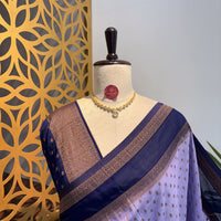 Lavender Georgette Semi Banarasi Saree – woven (zari) work