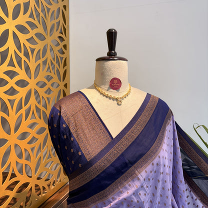 Lavender Georgette Semi Banarasi Saree – woven (zari) work