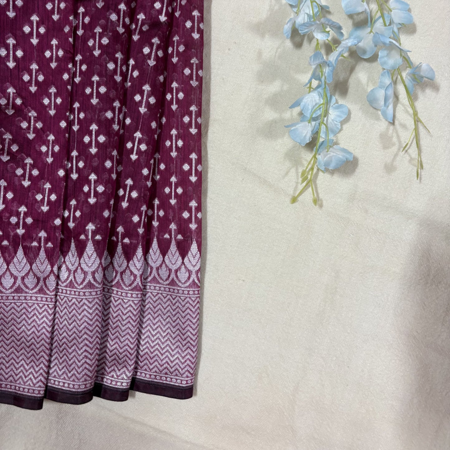 Burgandy Woven Cotton Saree