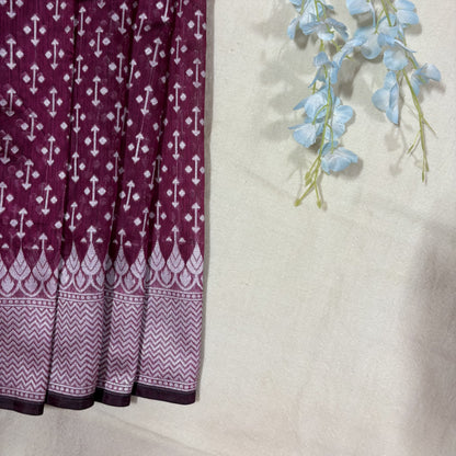 Burgandy Woven Cotton Saree