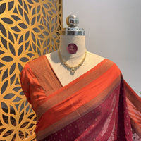Maroon Georgette Semi Banarasi Saree – woven (zari) work