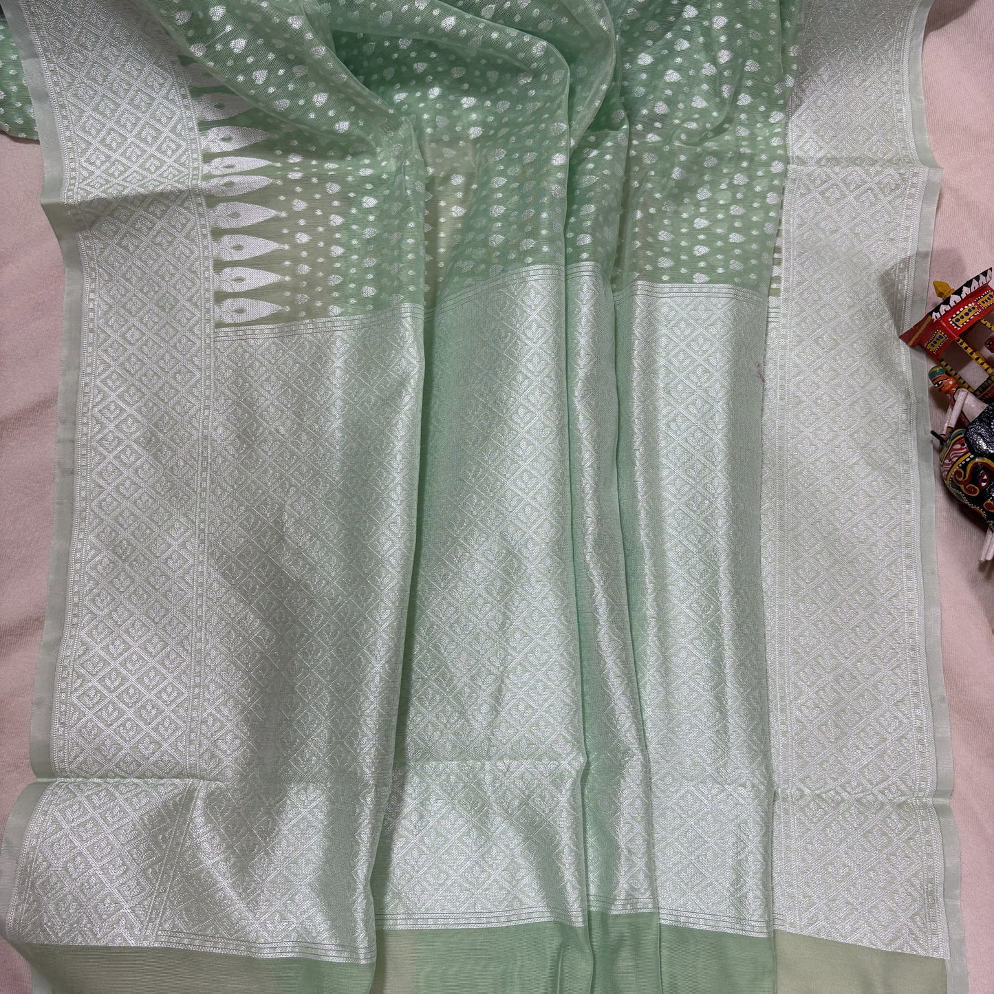 Pastel Green Woven Cotton Saree
