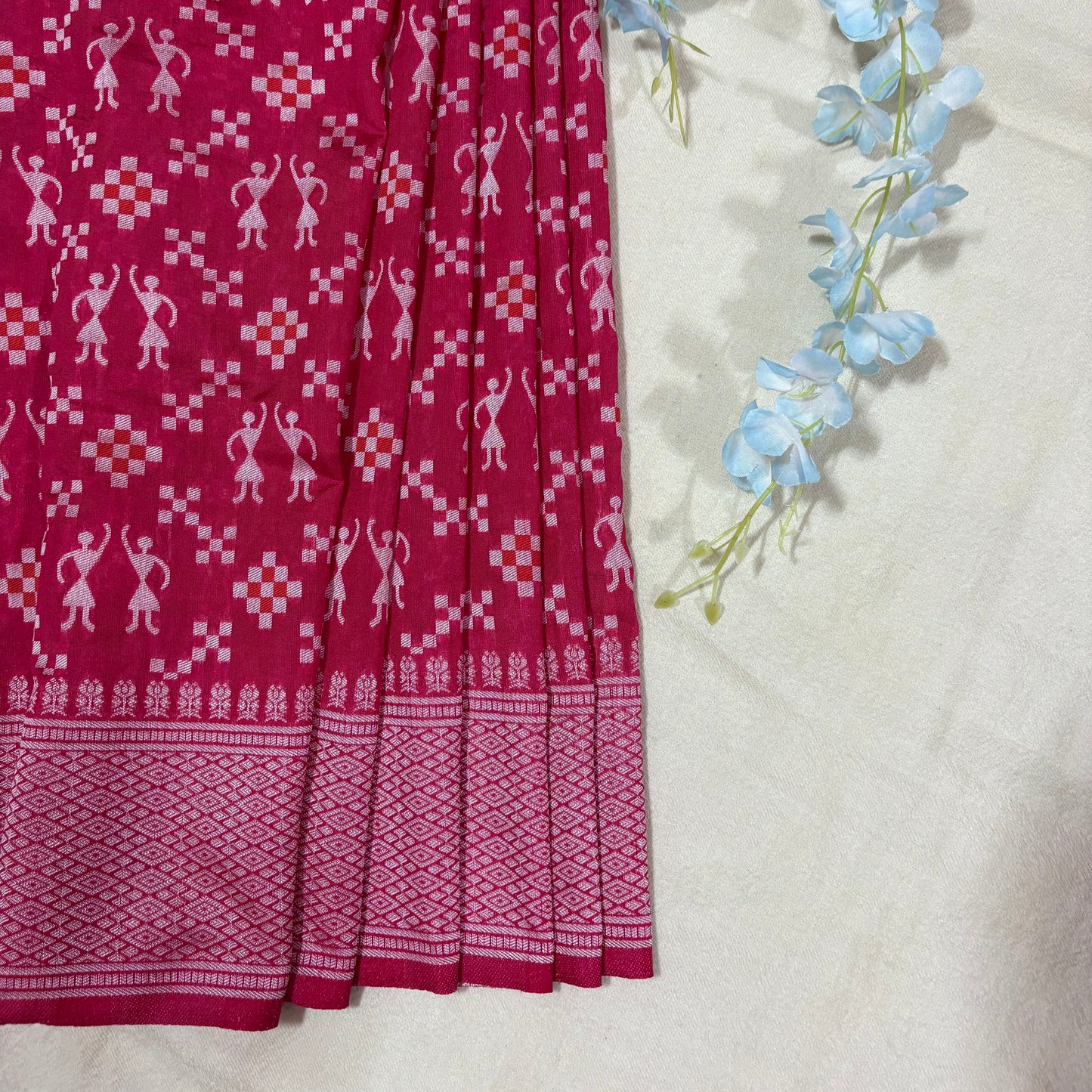 Pink Woven Cotton Saree