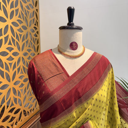 Green Georgette Semi Banarasi Saree – woven (zari) work