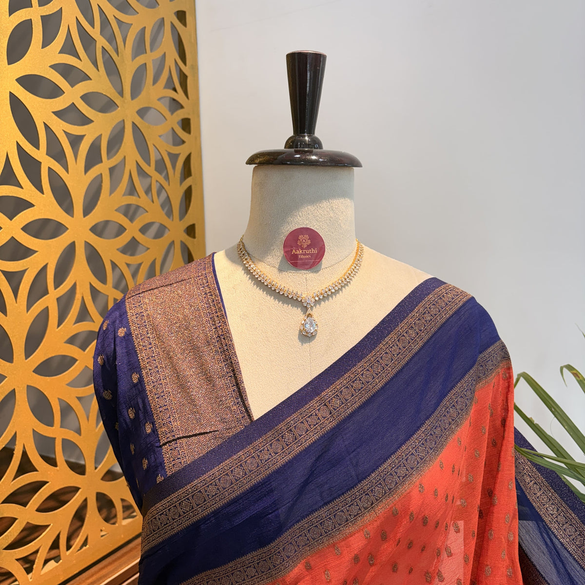 Orange Georgette Semi Banarasi Saree – woven (zari) work