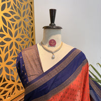 Orange Georgette Semi Banarasi Saree – woven (zari) work