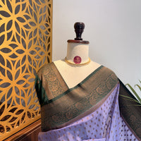 Lavender Georgette Semi Banarasi Saree – woven (zari) work