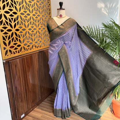Lavender Georgette Semi Banarasi Saree – woven (zari) work